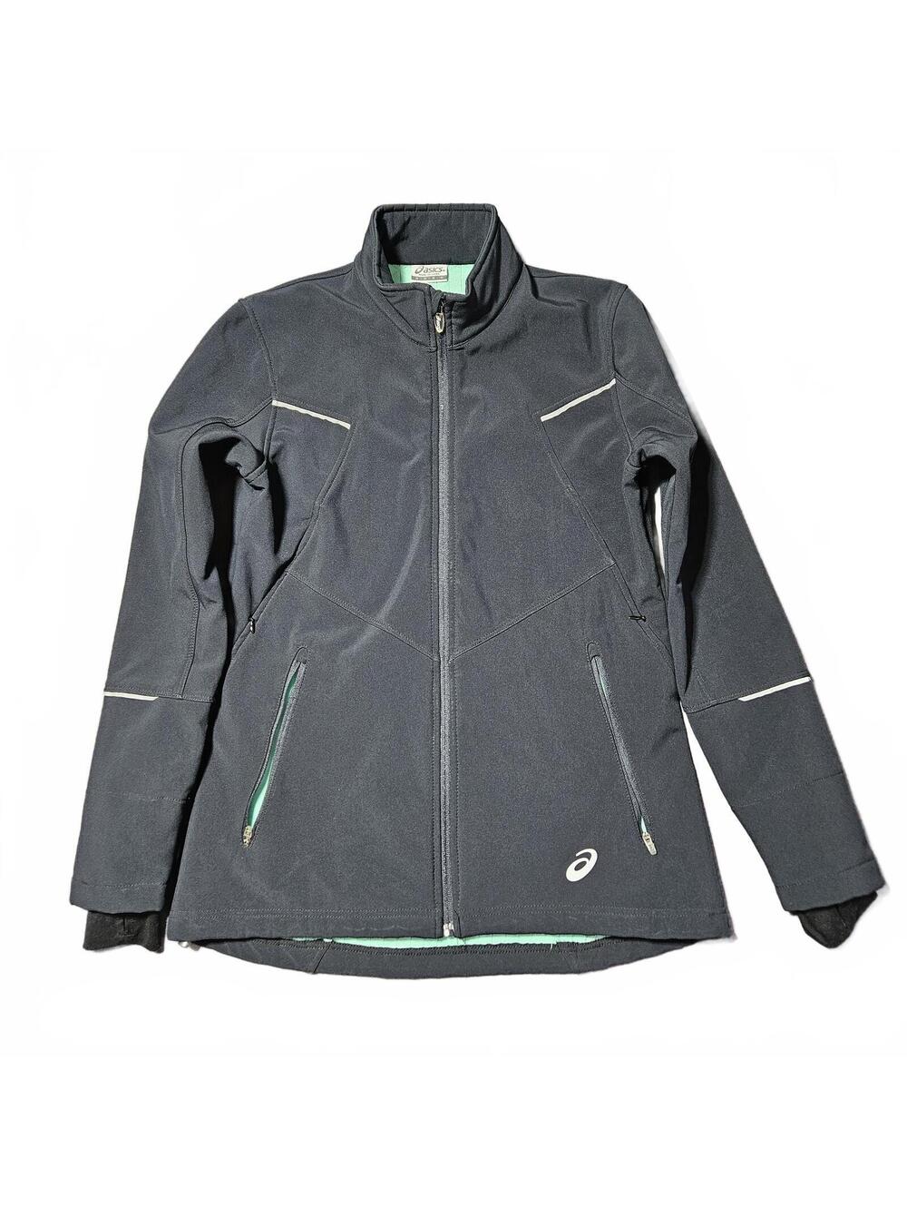 ASICS Women's M Black Softshell Running Jacket Mint Lined Full Zip Gear